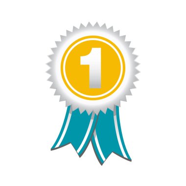 Beyazda bir numara olan birinci madalya. vektör illüstrasyonu