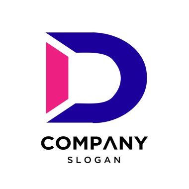 D harfi logo tasarım şablonu ögeleri