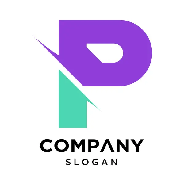 P harfi logo tasarım şablonu ögeleri