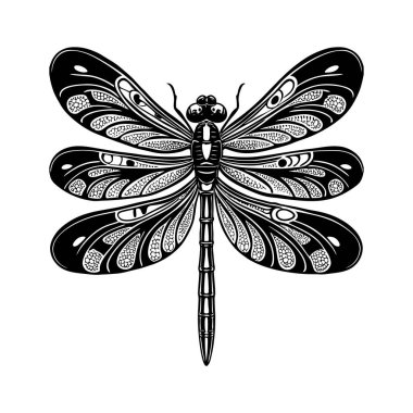 A Dragonfly Silhouette Vector Art Illustration