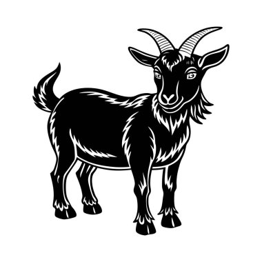 This vector showcasing a detailed, stylized depiction of a goat. Ideal for farm-themed designs, educational content, or rustic projects, this vector art captures the goat's unique features in a versatile scalable format for both digital and print use clipart