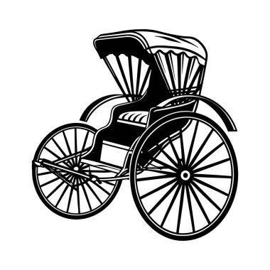 Rickshaw silhouette vector art illustration featuring a simple, iconic outline of a traditional rickshaw, ideal for cultural, travel, and transportation-themed projects. Perfect for logos, digital designs, and educational materials clipart