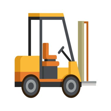 Forklift taşıyıcısının detaylı ve stilize bir tasvirini içeren forklift vektör çizimi, lojistik, depo tasarımı, inşaat temaları ve endüstriyel markalaşma için ideal