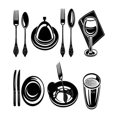Catering Icon Set Silhouette Vector 