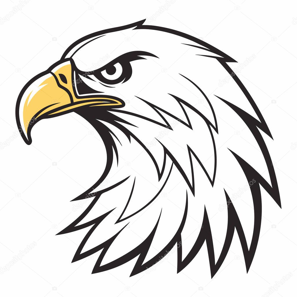 A fierce bald eagle head illustration in a vector format, perfect for logos or designs