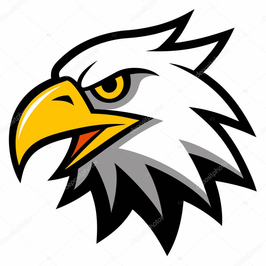 A fierce bald eagle head illustration, perfect for a mascot.