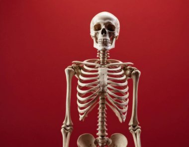 kafatası kırmızı arkaplanda izole edildi