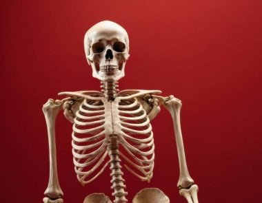 kafatası kırmızı arkaplanda izole edildi