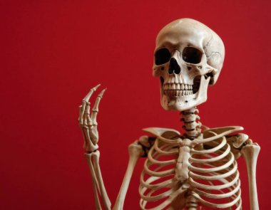 kafatası kırmızı arkaplanda izole edildi