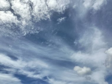 Beautiful natural blue sky view white cloud texture, bottom view of the sky clipart