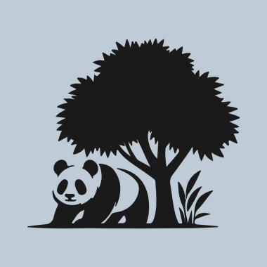 Panda Silhouette icon. Panda Flat Design. Panda icon. Black Panda Silhouette. Panda Silhouette Vector illustration. clipart