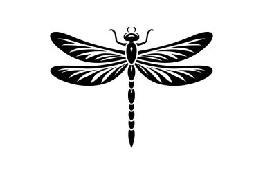 Yusufçuk ikonu. Siyah yusufçuk işareti. Düz dizayn. Siluet simgesi. Vektör illüstrasyonu