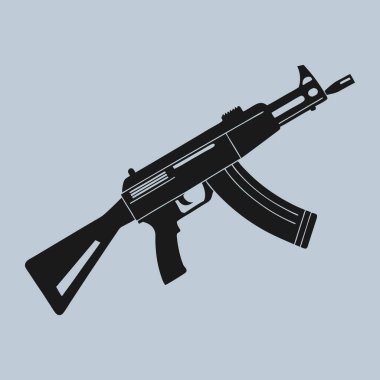 AK47 Taktik Silah Siluet Tasarımı Askeri ve Atış Tasarımı İçin Mükemmel.