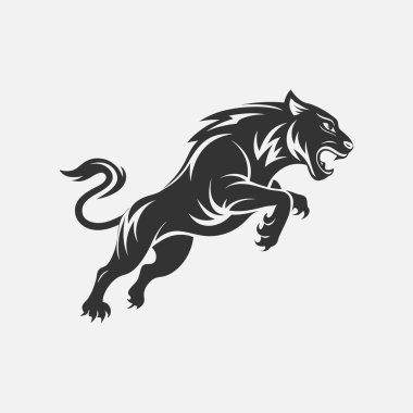 Güçlü ve vahşi kaplan silueti, doğa ve vahşi yaşam grafikleri için ideal..