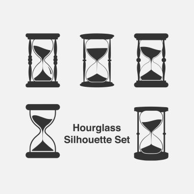 Siluet Kum Saati Simgesi Vektör İllüstrasyonu