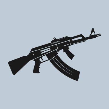 Yaratıcı Projeler için Yüksek Kaliteli AK47 Taktik Tüfek Silueti Clipart