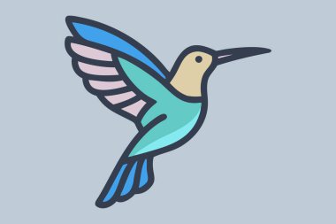 Renkli Sinekkuşu Logosu Modern Uçan Kuş Vektör İllüstrasyonu.
