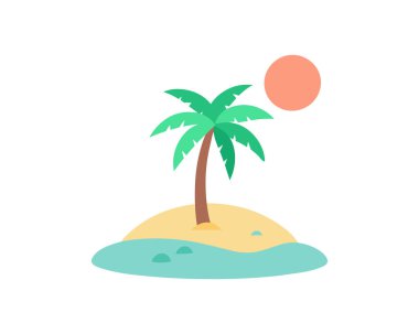 Yaz plajında palmiye ağaçları olan tropik ada cenneti