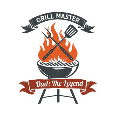 Izgara Ustası Baba Efsane: Babalar Günü için BBQ Vektör Sanatı