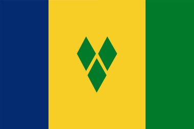 Saint Vincent ve Grenadines 'in ulusal bayrağı. Saint Vincent bayrak ikon vektörü. Saint Vincent ve Grenadines bayrağının bir çizimi.