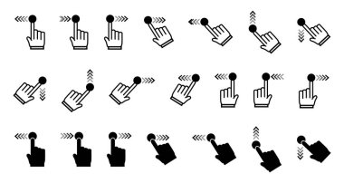 Swipe on right and left down and up touch the forefinger scroll icon vector illustration. clipart