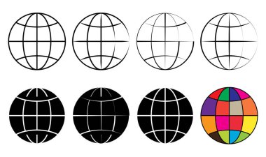 Küre simgesi, dünya simgesi, dünya vektör illüstrasyonu.