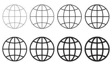 Küre simgesi, dünya simgesi, dünya vektör illüstrasyonu.
