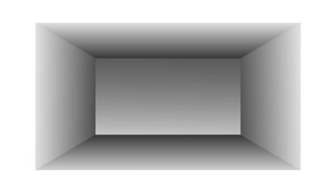 Beyaz, boş bir oda. 3D görüntüleme beyaz arkaplan. Vektör illüstrasyonu.