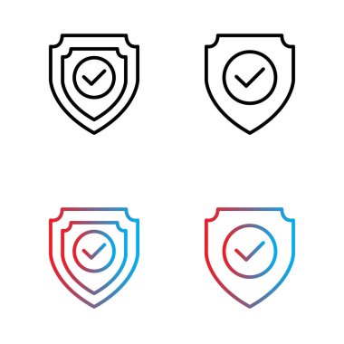 Güvenlik kalkanı işaretleme simgesi. Kalkan koruma ikonu vektör illüstrasyonu. Güvenli koruma simgesi.