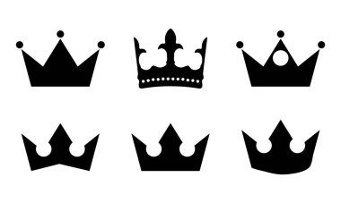 Crown vektör koleksiyonu. Taç silueti koleksiyonu.