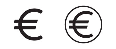 Avro para birimi veya euro sembolü düz simge. Basit siyah-beyaz euro sembolü grafiği.
