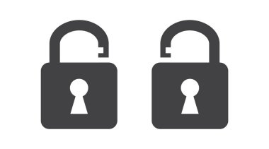 Two unlocked padlocks. Unlocked padlock icons on a plain white background. clipart