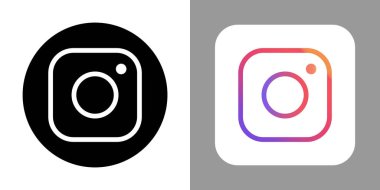 Siyah ve renkli grafiklerle Instagram logosu. Web ve yazdırma amaçları için Instagram simgesi.