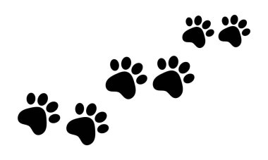 Pençe simgesi. Kedi ya da köpek pençesi ikonu. Beyaz arkaplanda köpek pençesi izleri.