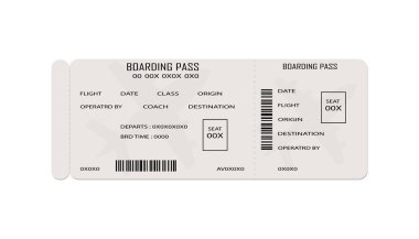Yolcu adı ve hedefi olan bir uçuş için uçak bileti tasarımı.