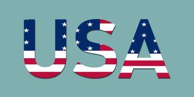 USA Flag Typography. Amerikan Bayrak Tasarımlı ABD Mektupları.