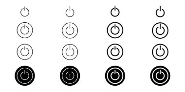 Power button icons in various styles. Power switch symbol. clipart