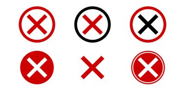 Kırmızı ve Siyah X Simgeleri Çemberde. Kızıl Haç İşaretleme Simgesi.