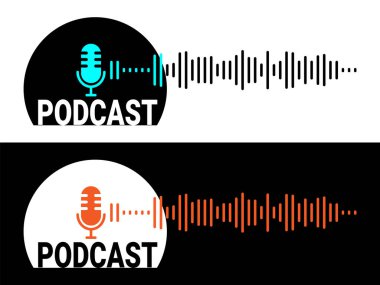 Podcast microphone icon. Broadcast podcast studio. clipart