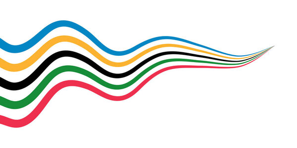Волнистые полосы пять континентов красочные спортивные абстрактные изогнутые цвета радуги иллюстрации.