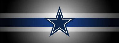 Çizgili bir arka planda Dallas Cowboys logosu. Dallas Kovboyları Yıldız Logosu.