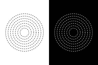 Kesik çizgi yuvarlak şekil geometrik vektör çizimi.