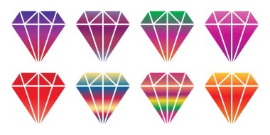 Elmas simgeleri, elmas mücevherler, renkli elmas koleksiyonu.
