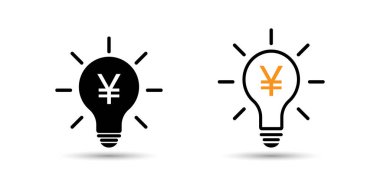 Yen Sembollü Yenilikçi Finansal Fikirler Ampulü.