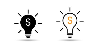 Kârlı Fikir İki Ampul Simgesi Vurgulanmış Dolar İşareti İllüstrasyon Finansal İlham.