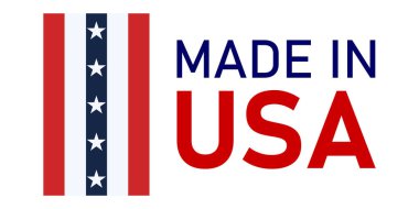 Bayrak Tasarımlı Amerikan yapımı ürün logosu. ABD Bayrak Grafik Tasarımı.