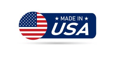 USA Flag Graphic ile Amerikan yapımı ürün etiketi. Amerikan Bayrağı ile ABD Yapımı.