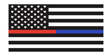 İlk müdahale ekibi için kırmızı ve mavi çizgili Amerikan bayrağı tasarımı.