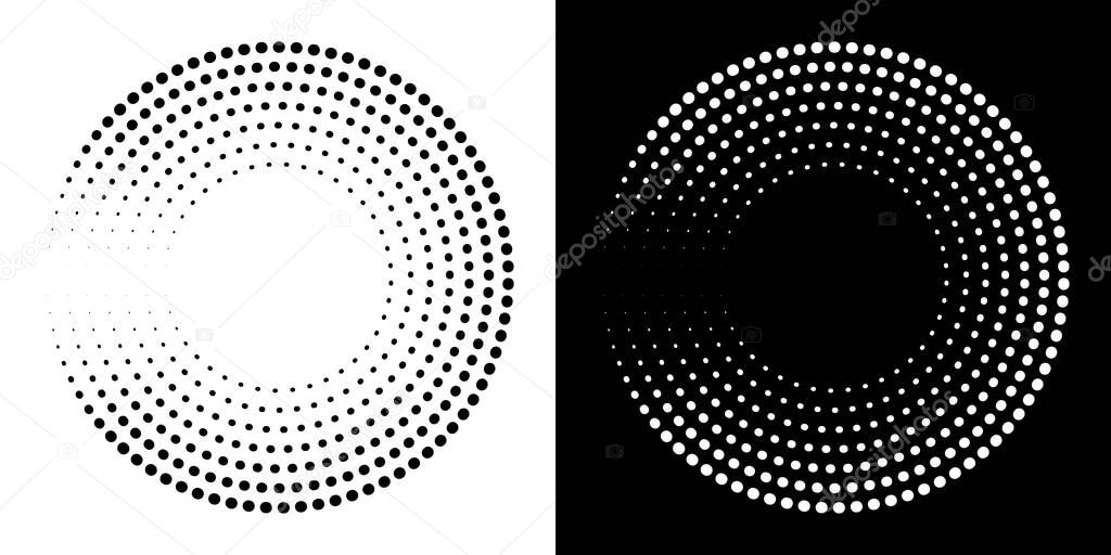 Dotted abstract circle geometric shape. Dots round circle shape.