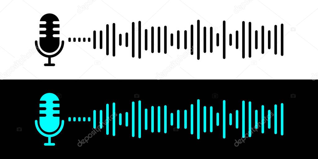 Podcast microphone sound wave. Podcast player.